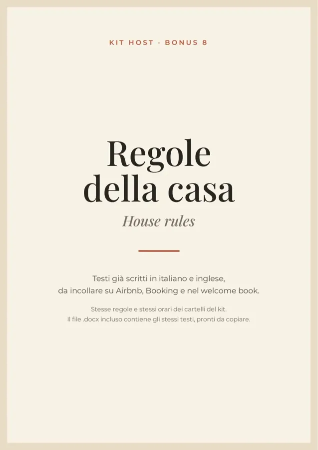 Regole della casa già scritte IT/EN da incollare su Airbnb e Booking