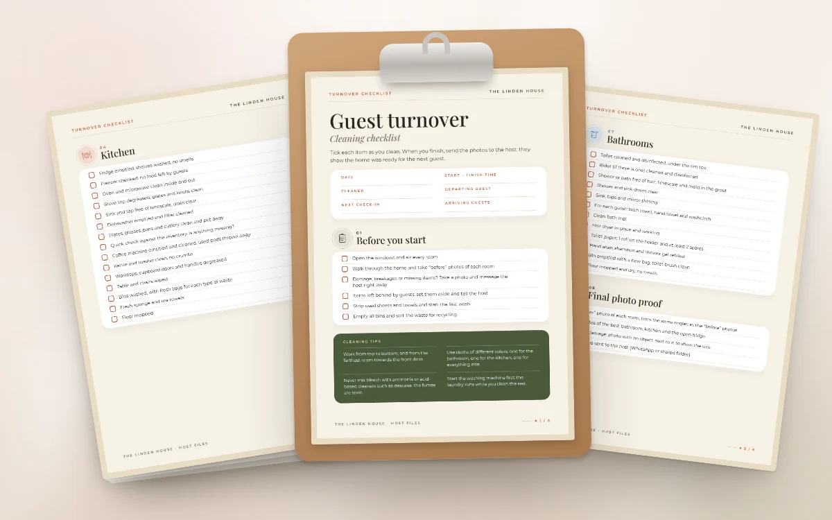 Cleaning and Turnover Checklists