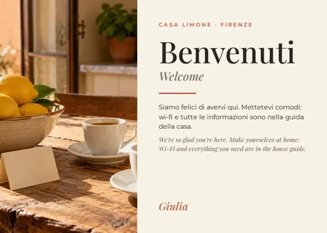 Biglietto di benvenuto, biglietto di ringraziamento e modulo feedback