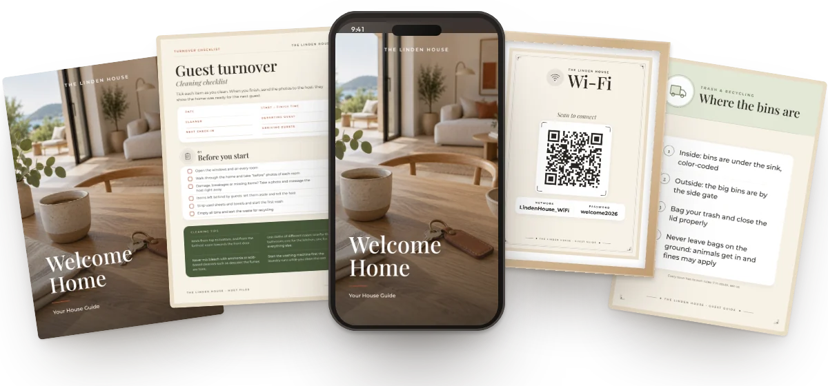 Welcome Book, house signs and checklists from the kit