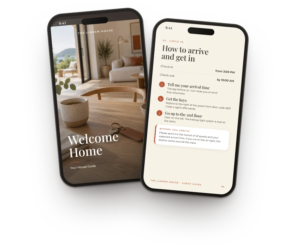 Welcome Book on the guest’s phone
